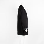 Strenesse Black Faux Leather Trim Overcoat