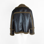 Stand Studio Black Green Eco-Shearling Jacket