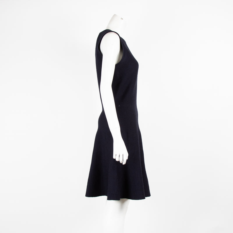 Victoria By Victoria Beckham Navy Knit Sleeveless Fit and Flare Dress