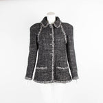 Chanel Black White Tweed Perspex Button Jacket