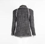 Chanel Black White Tweed Perspex Button Jacket