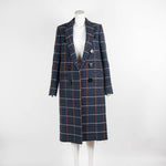 Victoria Beckham Blue Houndstooth Coat