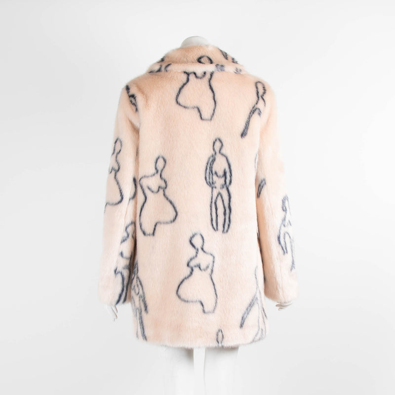 Shrimps Pale Pink Figure Outline Faux Fur Coat