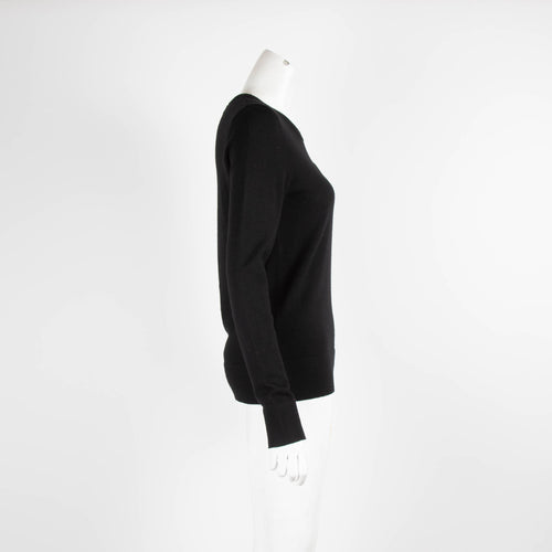 Tory Burch Black Wool Logo Round Neck Jumper