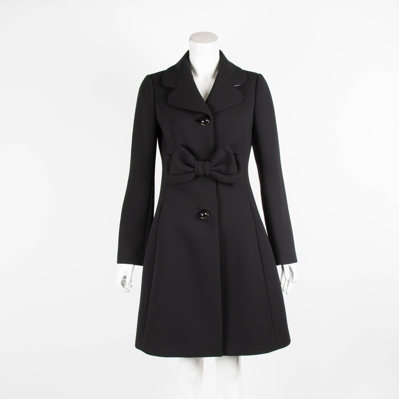 Kate Spade Black Crepe Bow Front Formal Coat