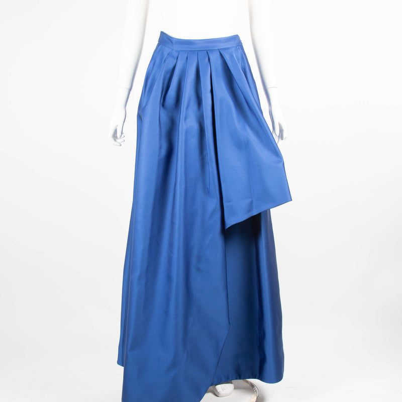 Carolina Herrera Blue Satin Gathered Maxi Skirt
