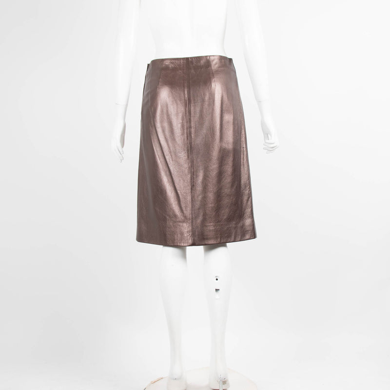 Santacroce Metallic Bronze Leather Skirt