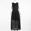 Sandro Black Net Sleeveless Midi Dress