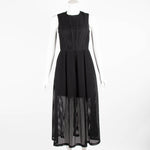 Sandro Black Net Sleeveless Midi Dress