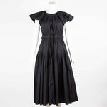 Ulla Johnson Black Pleated Drawstring Dress