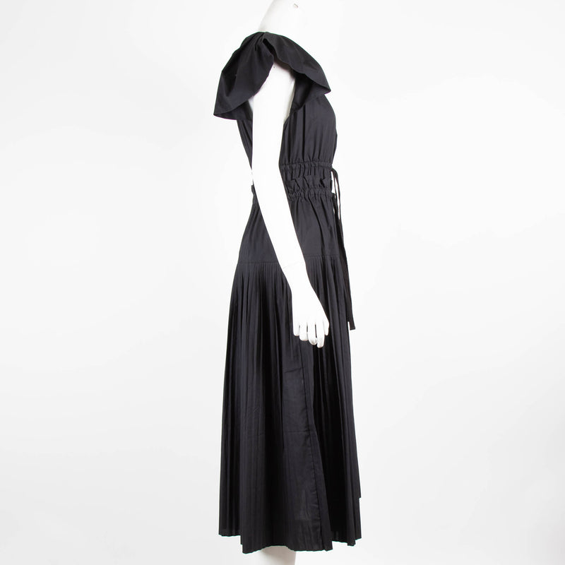 Ulla Johnson Black Pleated Drawstring Dress