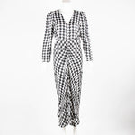 Rixo Houndstooth Long Sleeve Dress