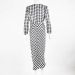 Rixo Houndstooth Long Sleeve Dress