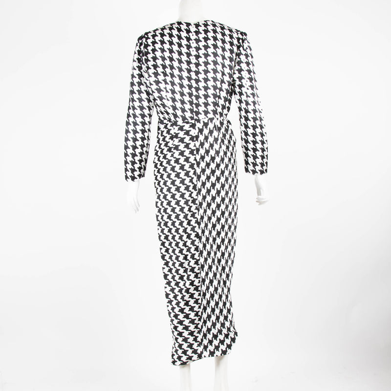 Rixo Houndstooth Long Sleeve Dress