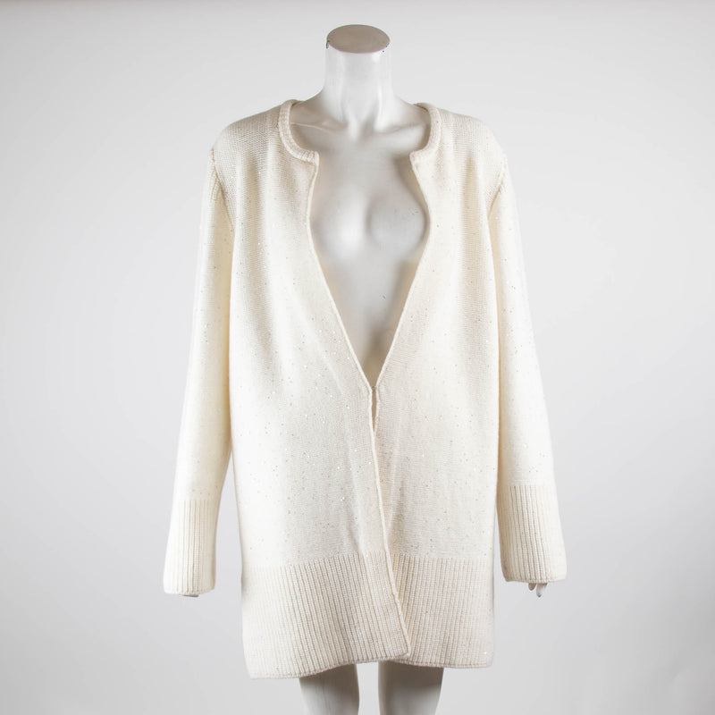 Amina Rubinacci Cream Sequin Knit Cardigan