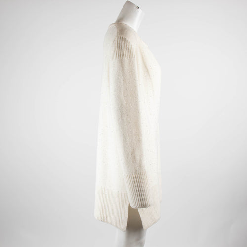 Amina Rubinacci Cream Sequin Knit Cardigan