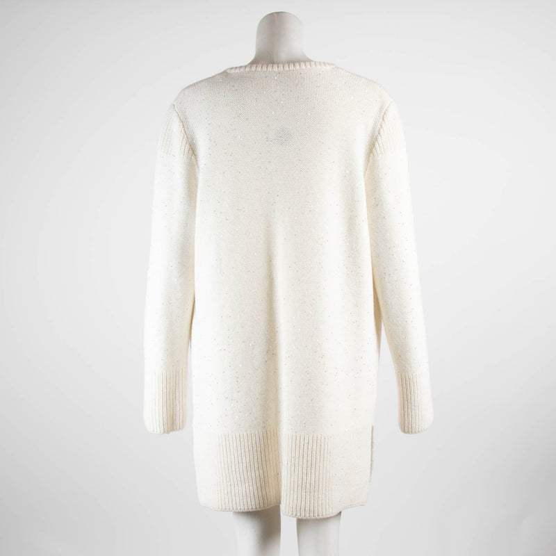 Amina Rubinacci Cream Sequin Knit Cardigan