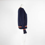 Victoria Beckham Navy Jumper with Red Trim