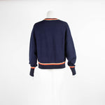 Victoria Beckham Navy Jumper with Red Trim