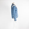 Sandro Denim Sherpa Jacket with Pearl Embellishment