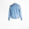 Sandro Denim Sherpa Jacket with Pearl Embellishment