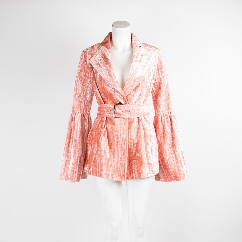 Rejina Pyo Pink Crushed Velvet Blazer