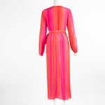 Rixo Red and Pink Stripe Wrap Dress