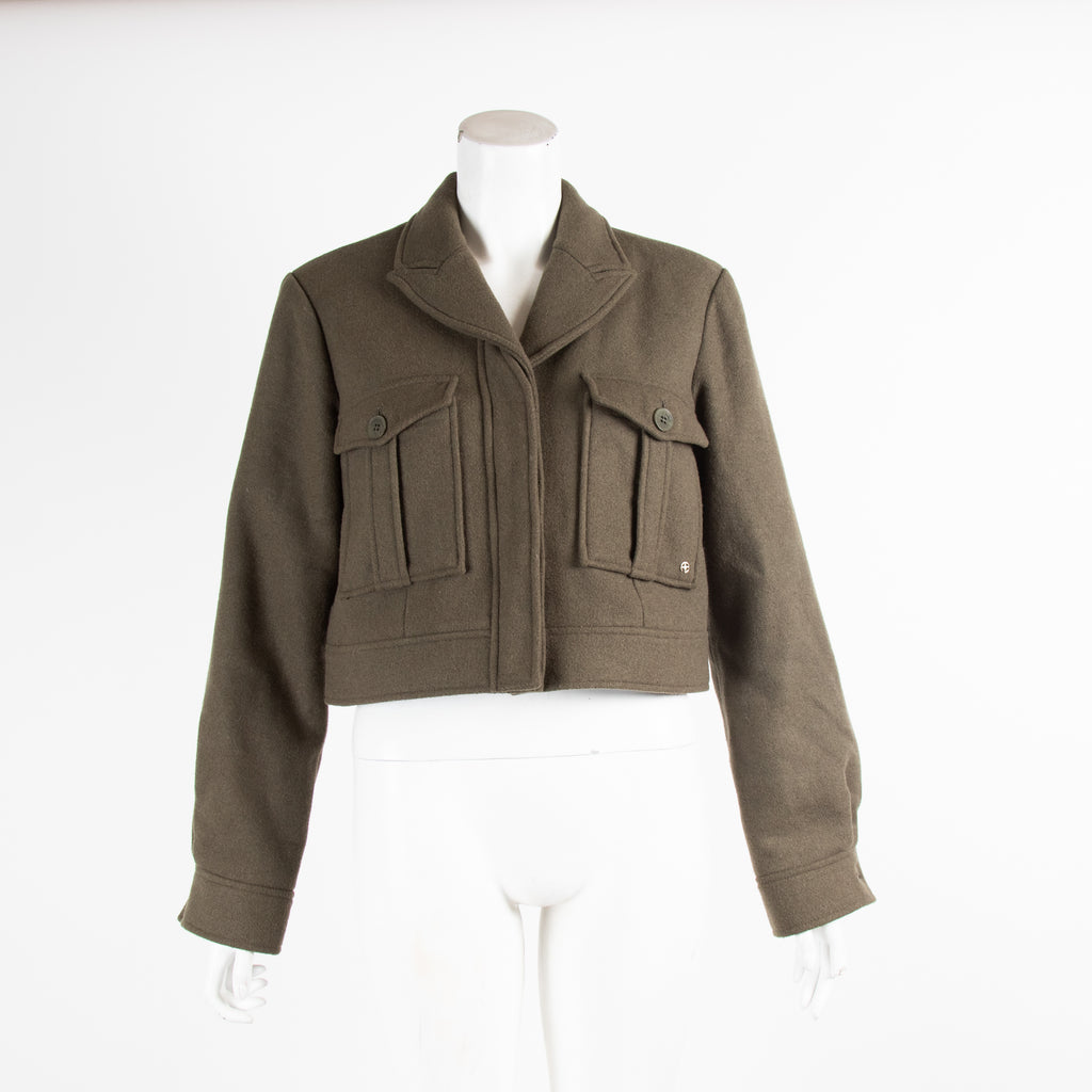 Anine Bing Khaki Buttoned Cropped Jacket Phoenix Style