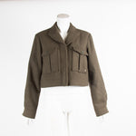 Anine Bing Khaki Buttoned Cropped Jacket