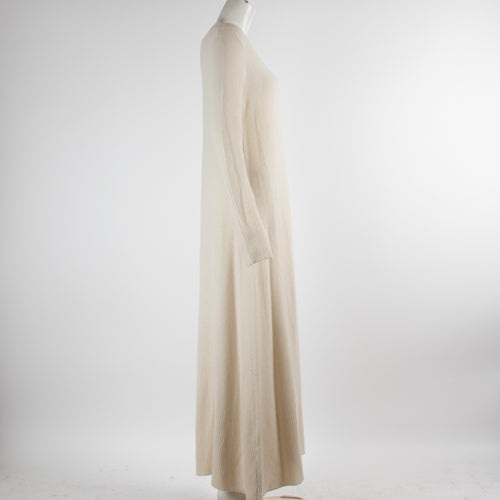 Ryan Roche Cream Cashmere Ribbed Dress