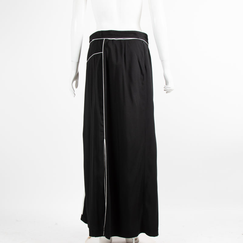 Maria Grazia Severi Black Maxi Skirt with White Trim