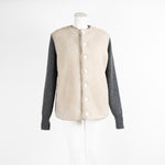 Maison Margiela Beige Shearling Wool Knitted Sleeve Jacket