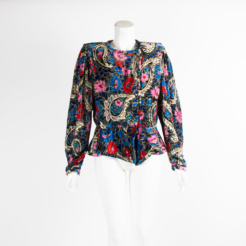 Isabel Marrant Blue And Pink Floral Velvet Jacket