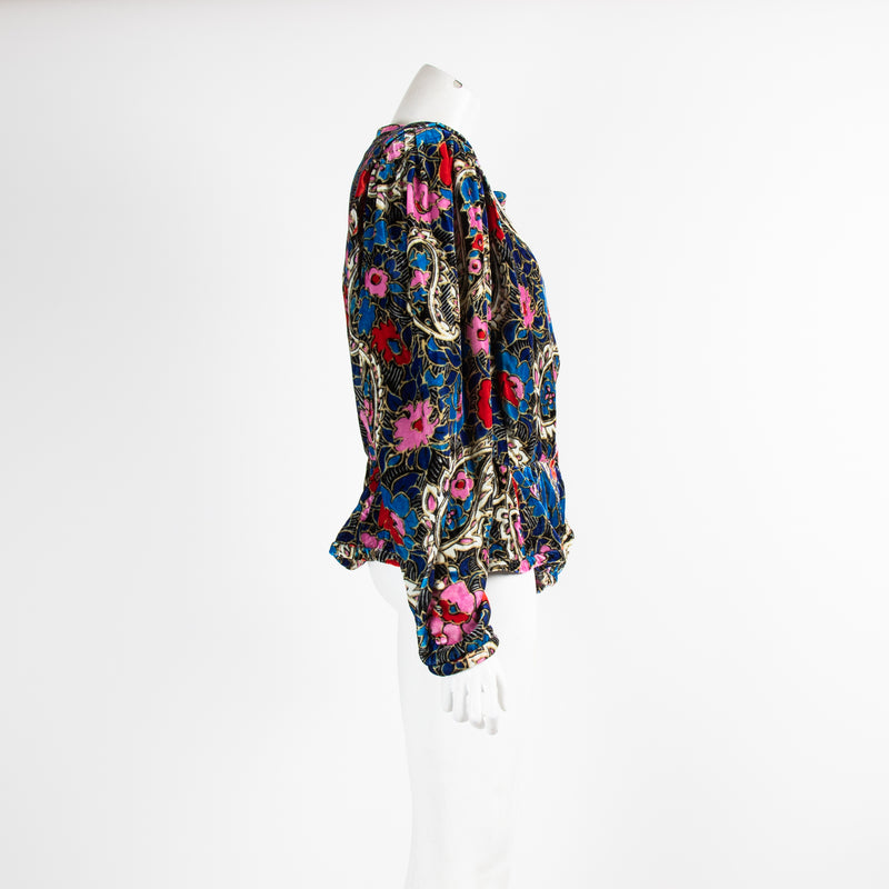 Isabel Marrant Blue And Pink Floral Velvet Jacket