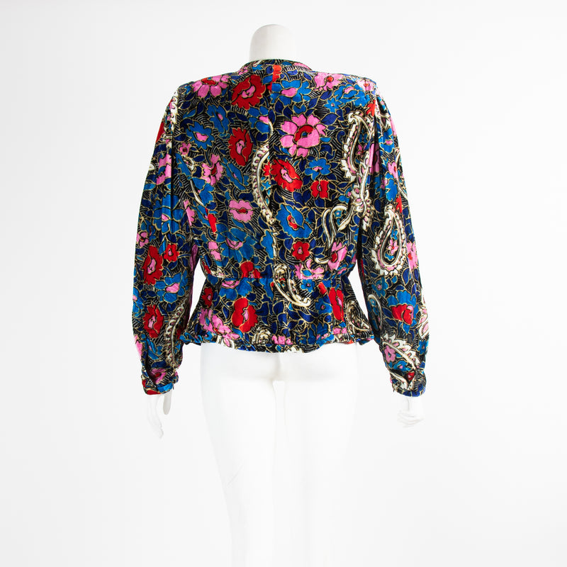 Isabel Marrant Blue And Pink Floral Velvet Jacket