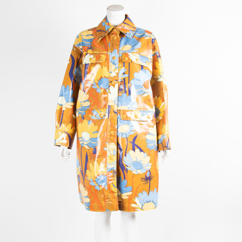 Fendi Tan Blue Floral Coat