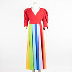 Suzannah London Red Dress with Rainbow Detailing