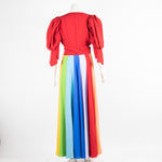 Suzannah London Red Dress with Rainbow Detailing