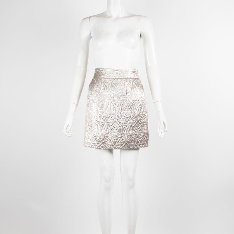 Emilio Pucci Metallic Silver Silk Lined Skirt