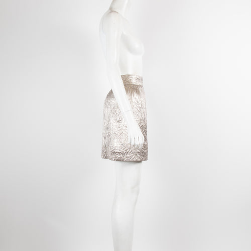 Emilio Pucci Metallic Silver Silk Lined Skirt