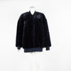 Tibi Navy Blue Fluffy Bomber Jacket