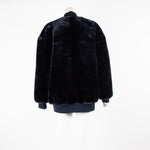 Tibi Navy Blue Fluffy Bomber Jacket