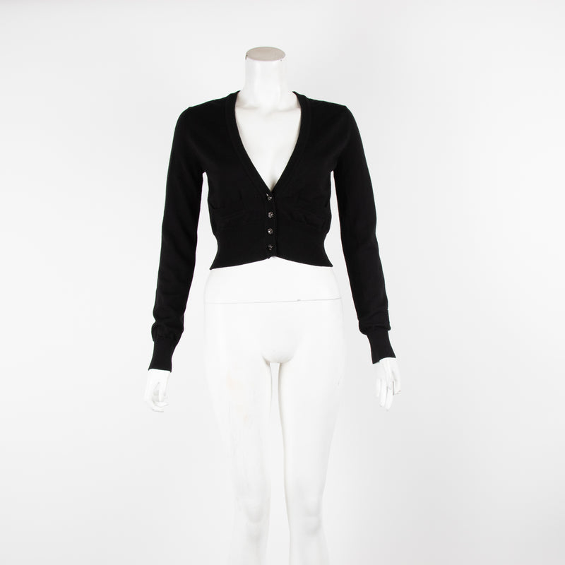 Dolce & Gabanna Black Wool Cropped Cardigan