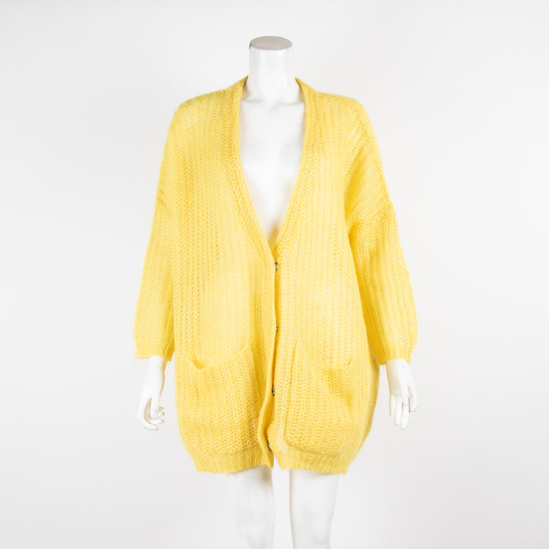 American Vintage Yellow Mohair Mix Knitted Cardigan