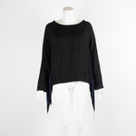 Maje Black Crepe Blue Fringed Top