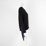 Maje Black Crepe Blue Fringed Top