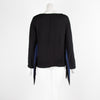 Maje Black Crepe Blue Fringed Top