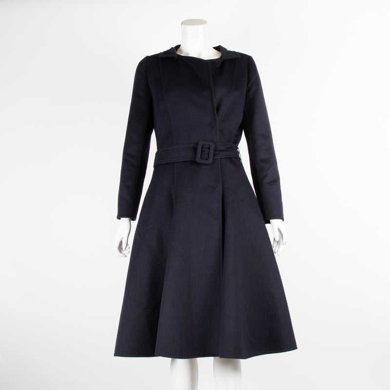 Oscar De La Renta Navy Belted Coat