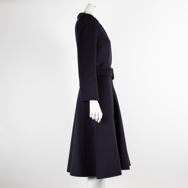 Oscar De La Renta Navy Belted Coat