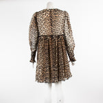 Ganni Brown Leopard Print Long Sleeve Dress